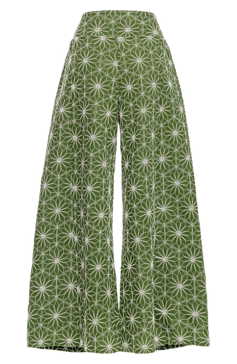 Agua Bendita Mar Vessel Embroidered Wide Leg Cover-Up Pants, Alternate, color, 