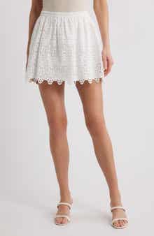 FRAME The Deco Embroidered Eyelet Cotton Miniskirt