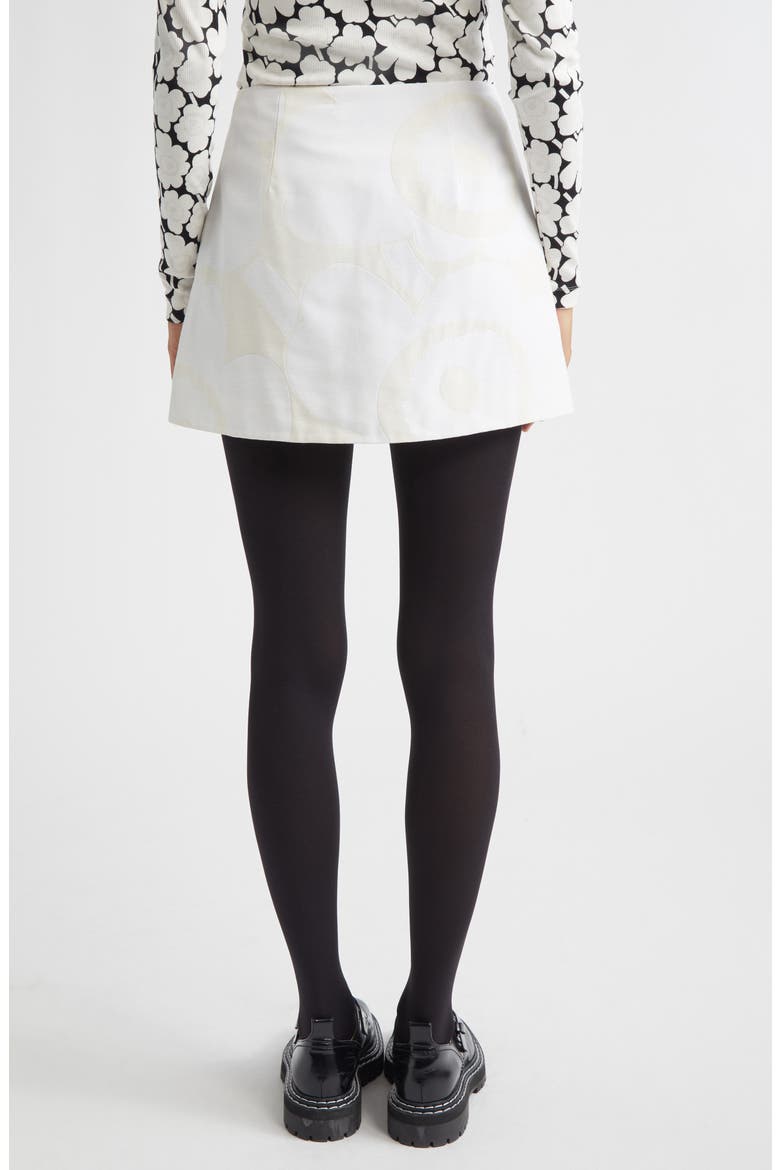 Kirjasto Unikko Jacquard A-Line Faille Miniskirt, Alternate, color, WHITE LIGHT GREY