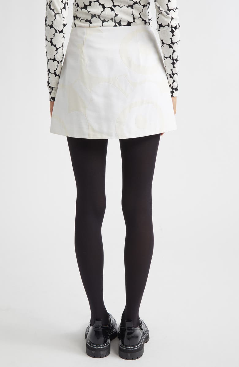 Marimekko Kirjasto Unikko Jacquard A-Line Faille Miniskirt, Alternate, color, White Light Grey