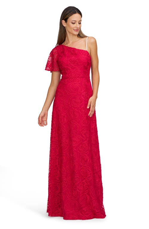 Js Collections Anastasia Single Flutter Sleeve Gown In Magenta Gloss