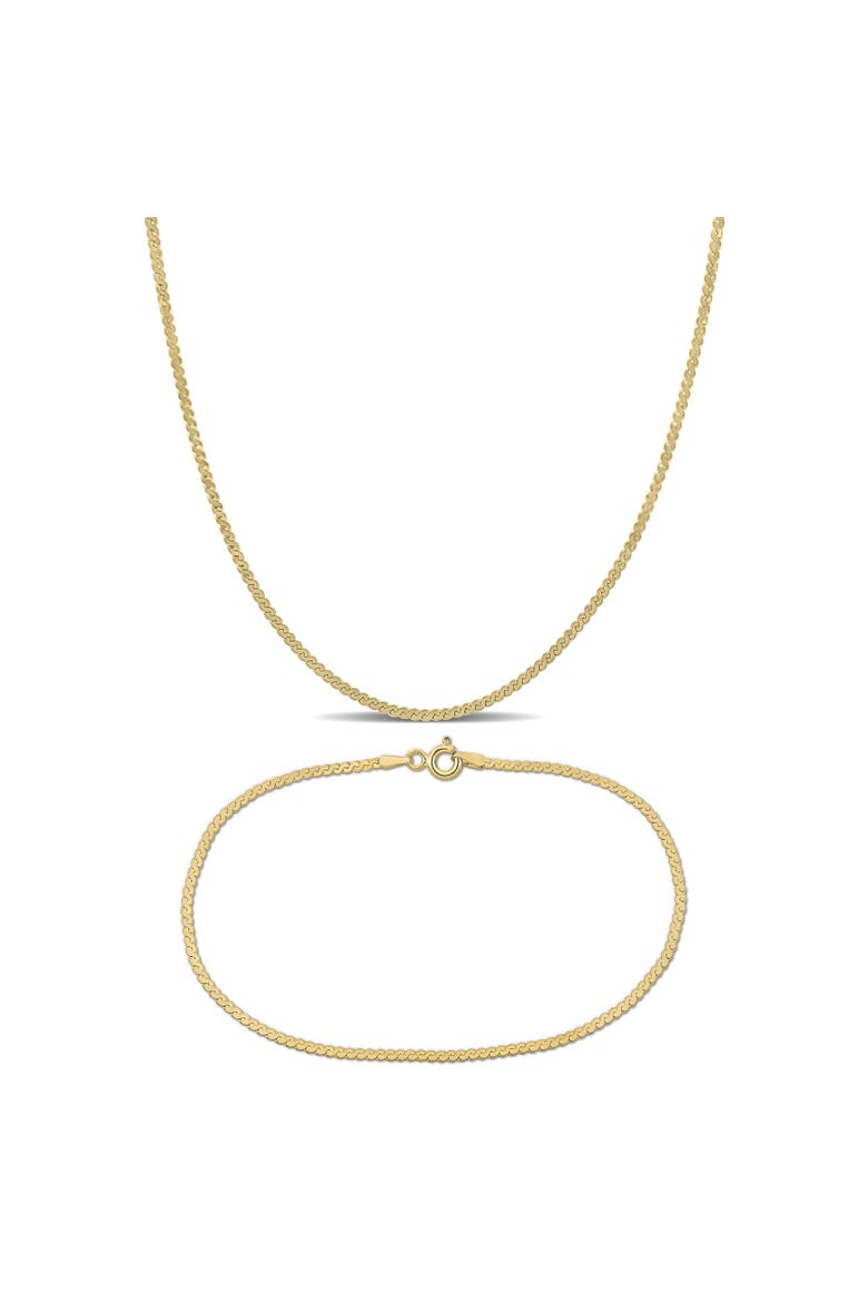 2-Piece Set Serpentine Chain Necklace & Bracelet 10k, Main, color, Yellow Gold