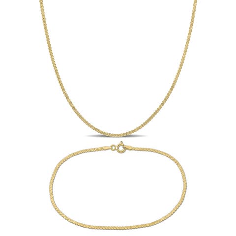 2-Piece Set Serpentine Chain Necklace & Bracelet 10k