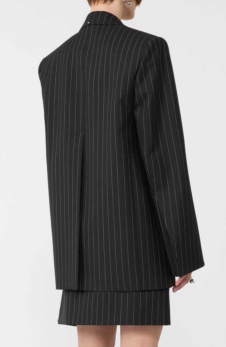 SPORTMAX Divina Pinstripe Stretch Wool Blend Inset Front Jacket, Alternate, color, Black