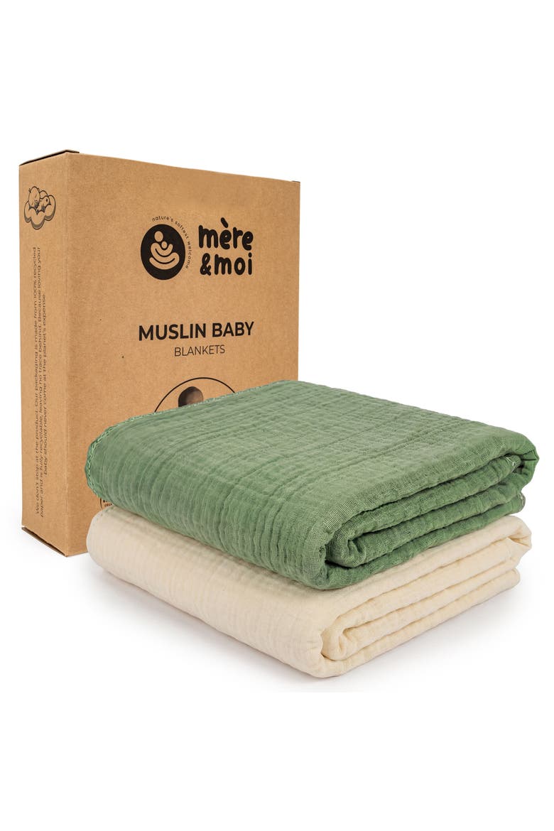 Muslin Baby Blanket, Alternate, color, Green
