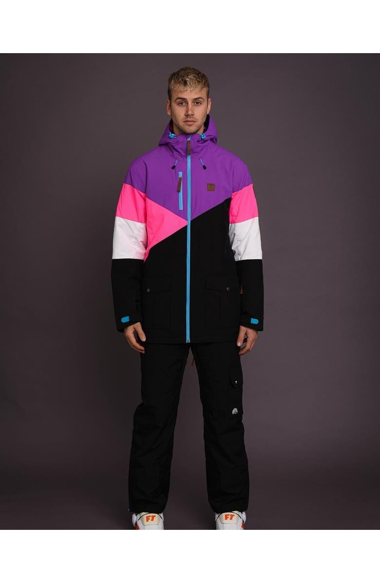 OOSC Fresh Pow Men's Ski & Snowboard Jacket - Neon Pink, Purple & Black, Alternate, color, Neon Pink, Purple & Black