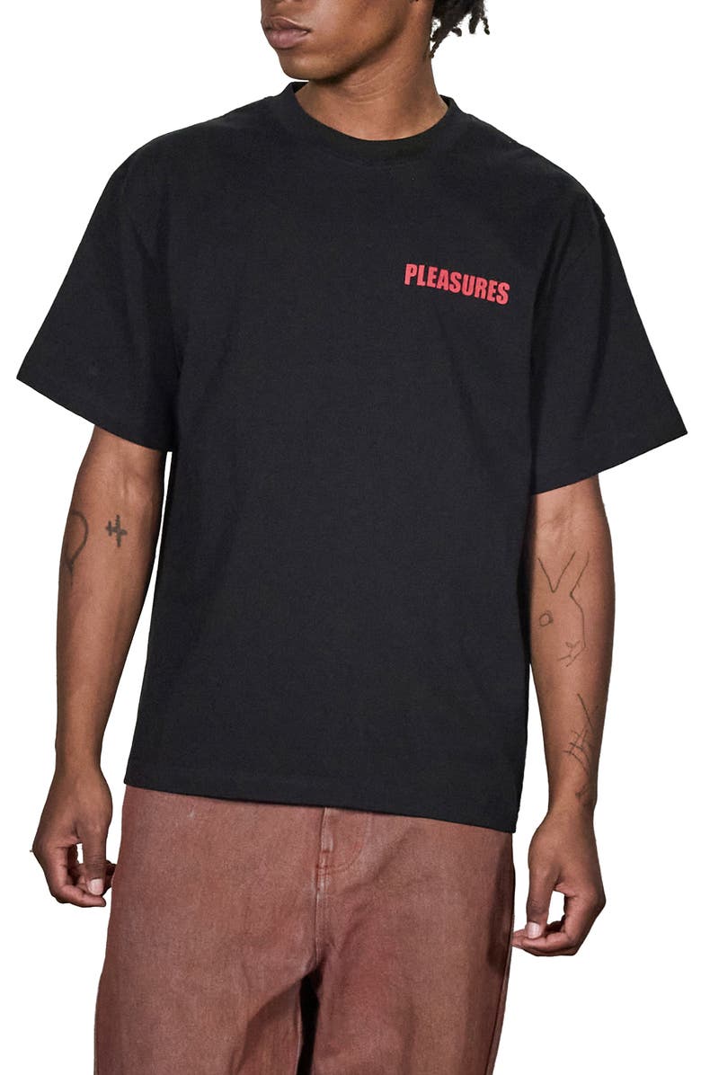 PLEASURES Impact Heavyweight Cotton Graphic T-Shirt, Main, color, Black