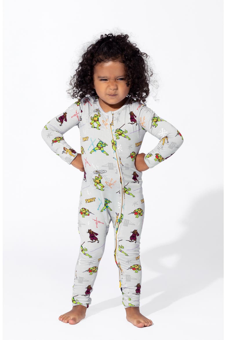 Kids' x Teenage Mutant Ninja Turtles Fitted Convertible Footie Pajamas, Alternate, color, GREY