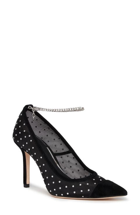 Silva Chain Ankle Strap Pointed Cap Toe Pump (Women)