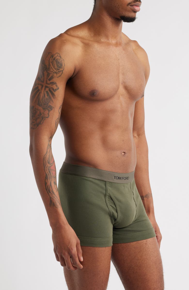 TOM FORD Cotton Stretch Jersey Boxer Briefs, Alternate, color, Military Green