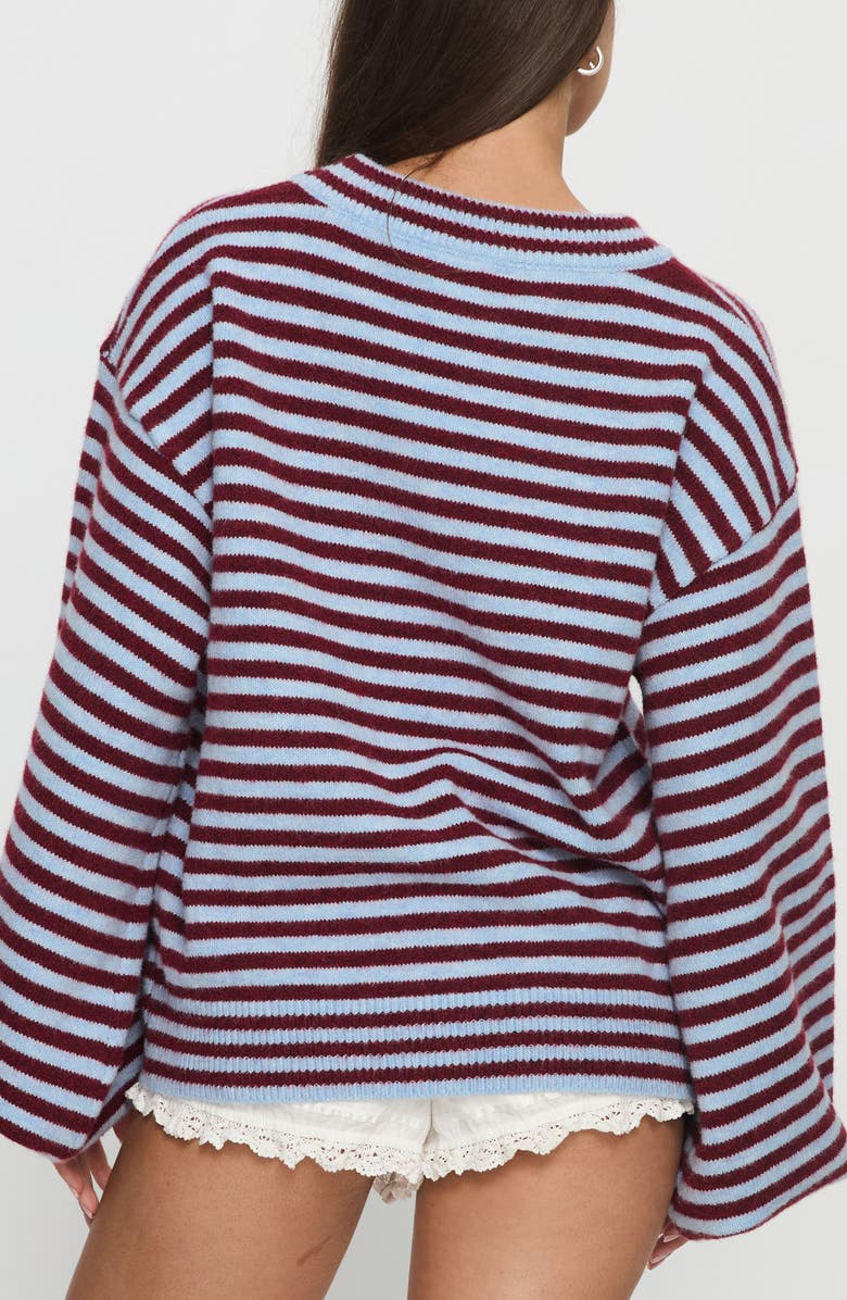 Princess Polly Stroll Striped Oversize Sweater, Alternate, color, Blue Stripe