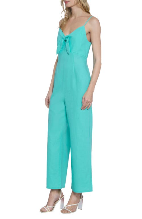 DONNA MORGAN FOR MAGGY DONNA MORGAN FOR MAGGY KNOTTED BOW LINEN BLEND JUMPSUIT 