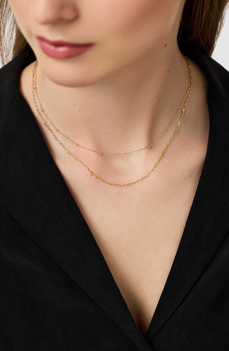 Ana Luisa Layered Necklace - Gold Paperclip & Satelitte Necklace, Alternate, color, 