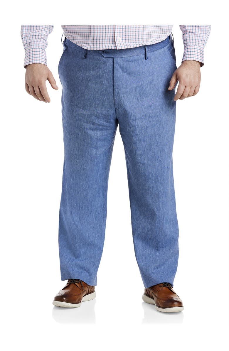 Oak Hill by DXL Linen-Blend Suit Pants, Main, color, Blue