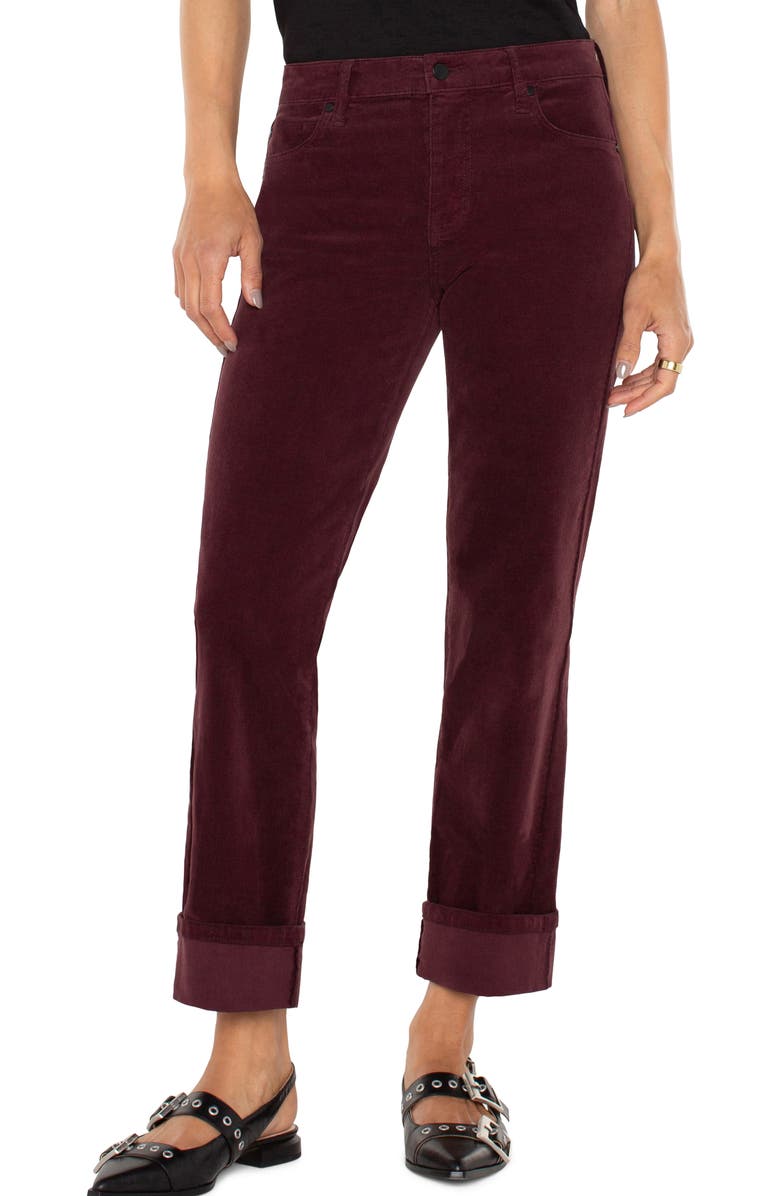 Liverpool Los Angeles Marley Corduroy Girlfriend Pants, Alternate, color, Blackberry