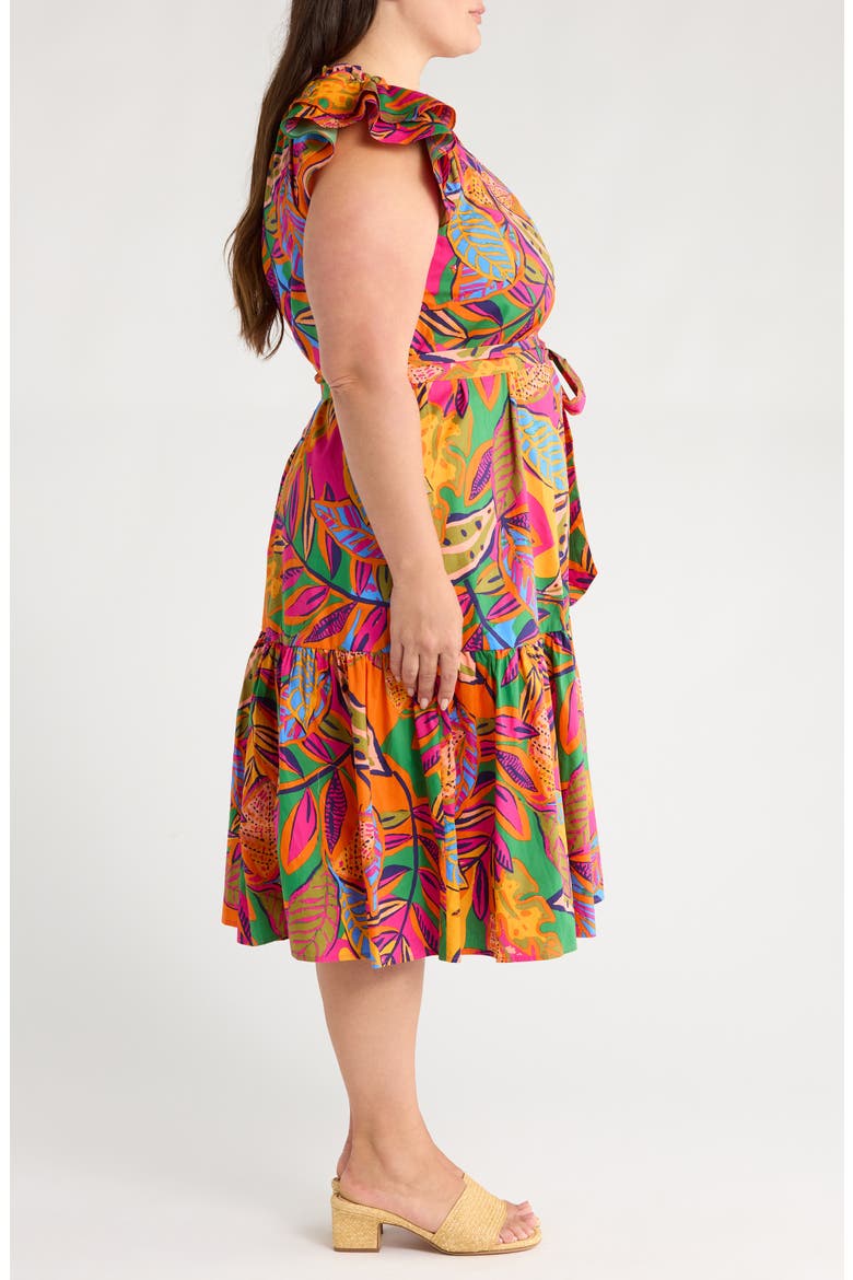 Milana Floral Dynamite Cotton Midi Dress, Alternate, color, ORANGE/ PINK/ MULTI