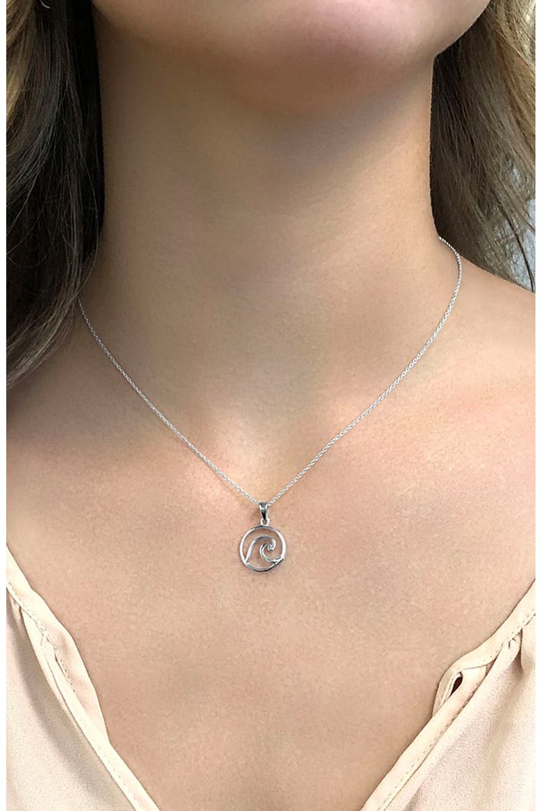 Open Circle Wave Pendant Necklace, Alternate, color, SILVER