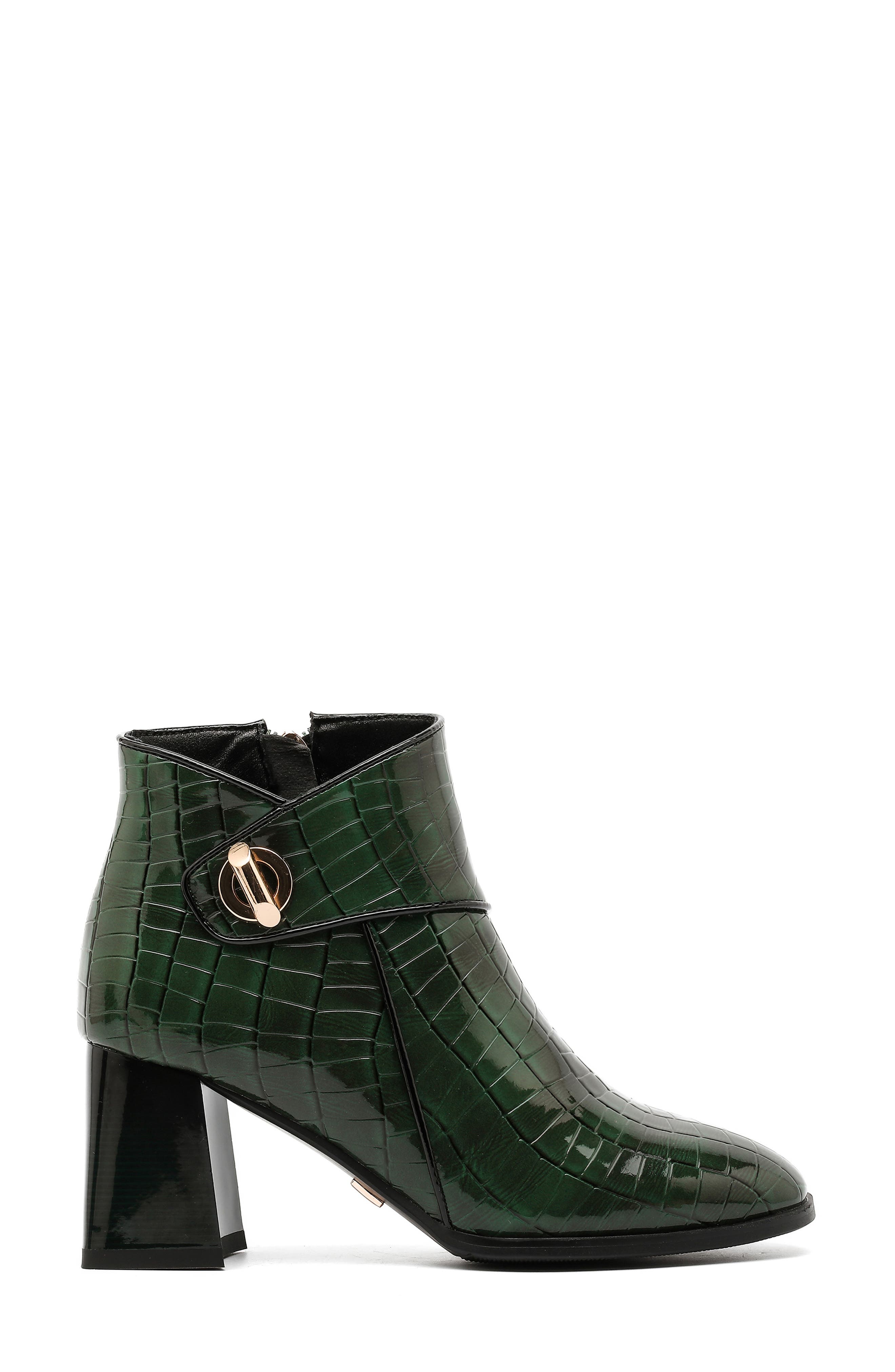 Bailey Croc Embossed Faux Leather Bootie, Alternate, color, GREEN