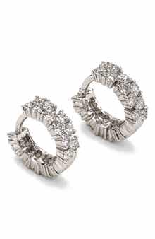 Double Sided Cubic Zirconia Huggie Hoop Earrings