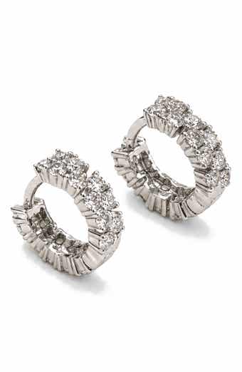 Double Sided Cubic Zirconia Huggie Hoop Earrings