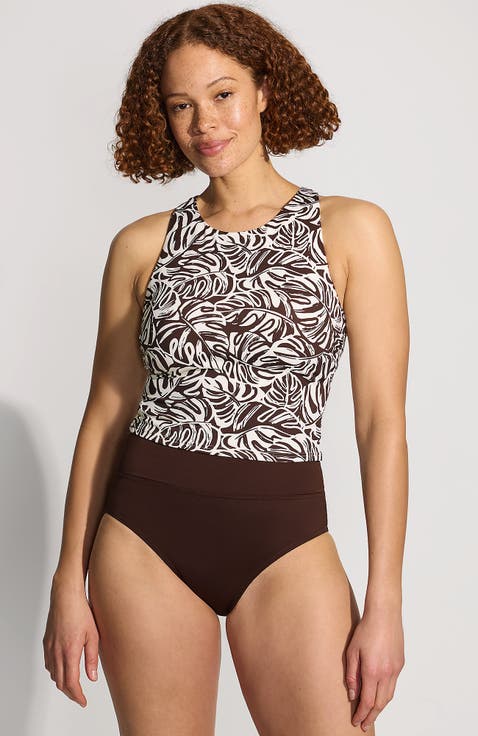 Chlorine Resistant High Neck Racerback Midkini Swimsuit Top