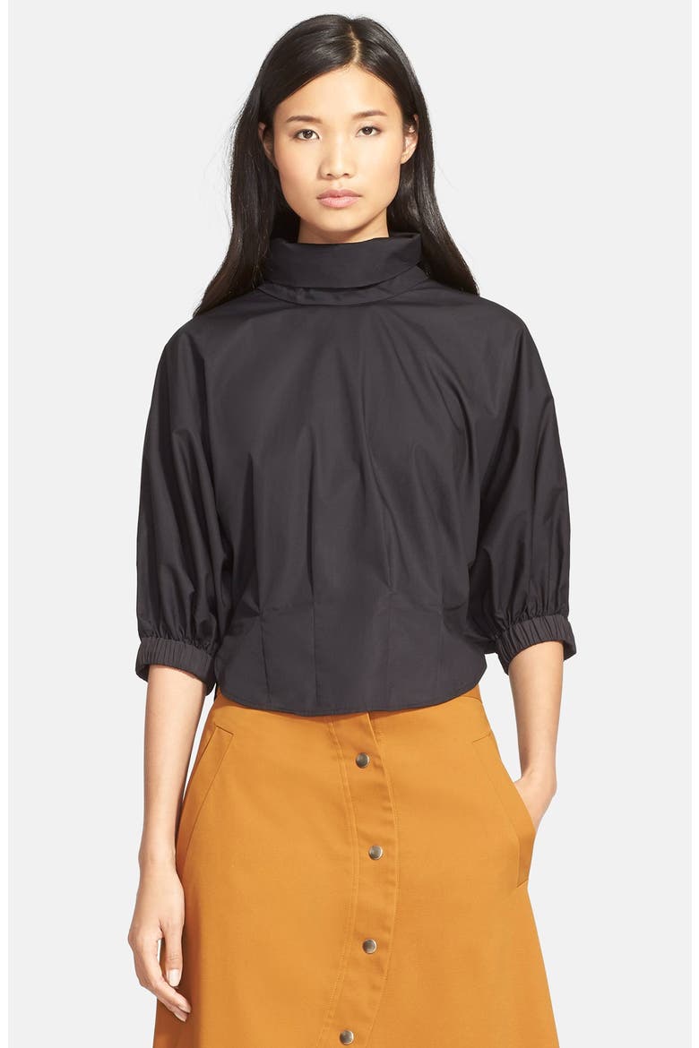 'Scarp' Pinpoint Weave Turtleneck, Main, color, BLACK