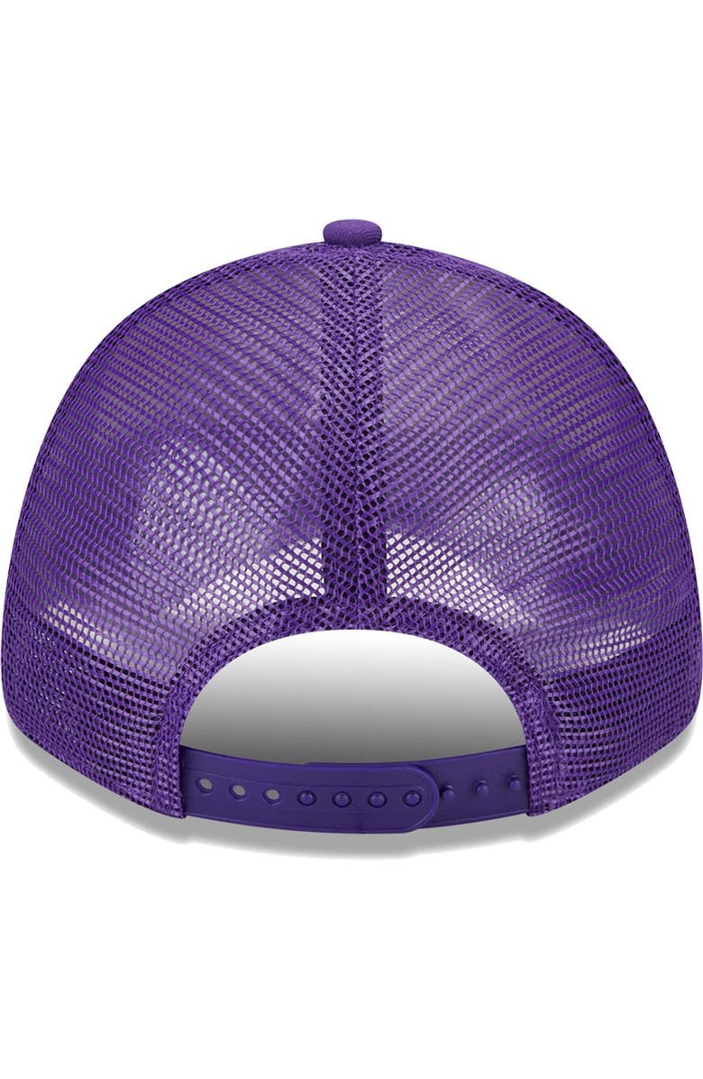 New Era Men's New Era Los Angeles Lakers Purple Stripes 9FORTY Trucker Snapback Hat, Alternate, color, 