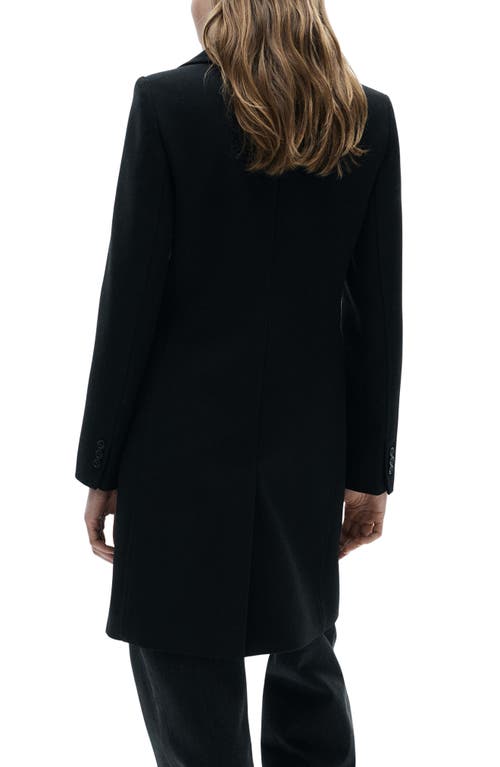 Mango Double Breasted Longline Coat In Black
