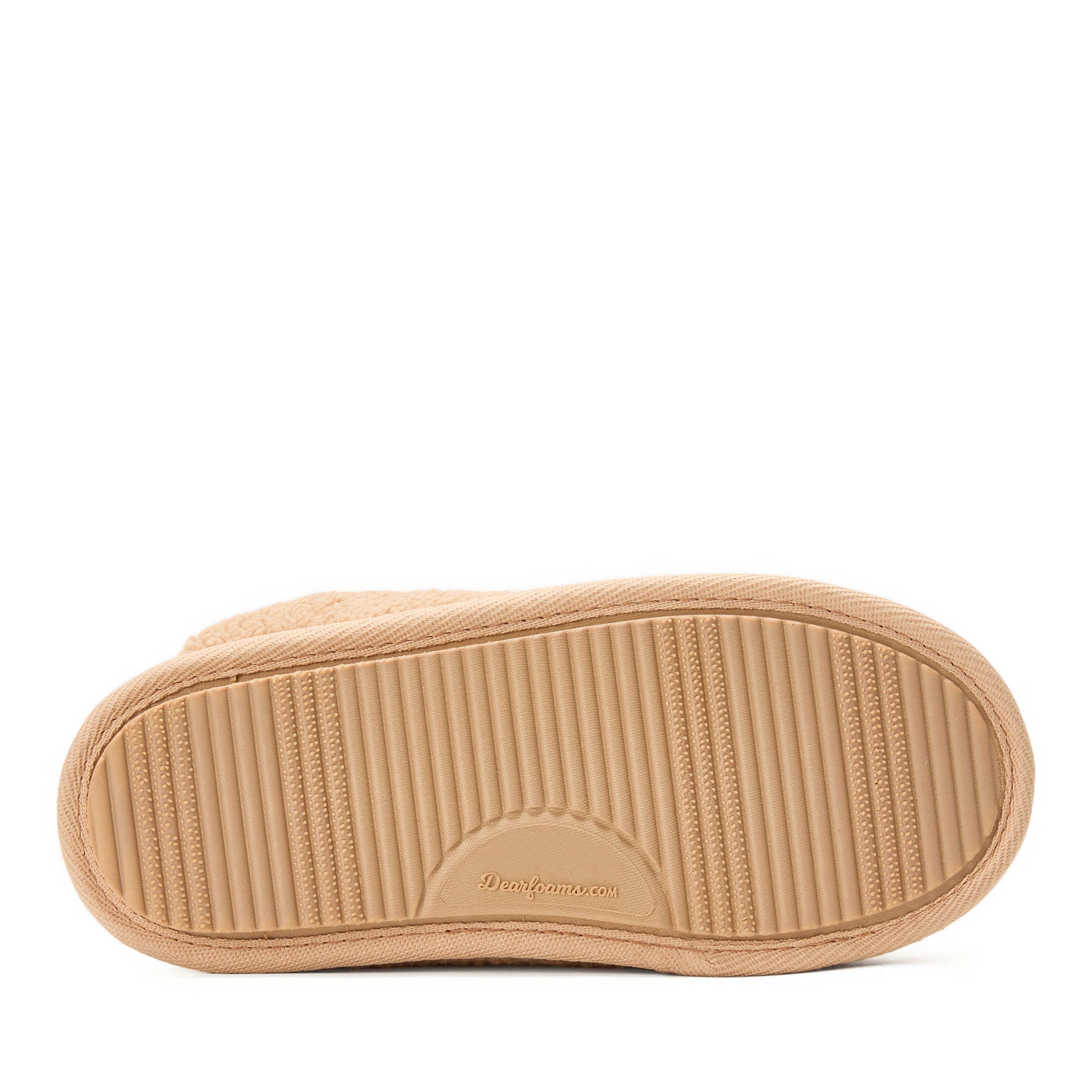 DEARFOAMS Teddy Tab Scuff Slipper, Alternate, color, Latte