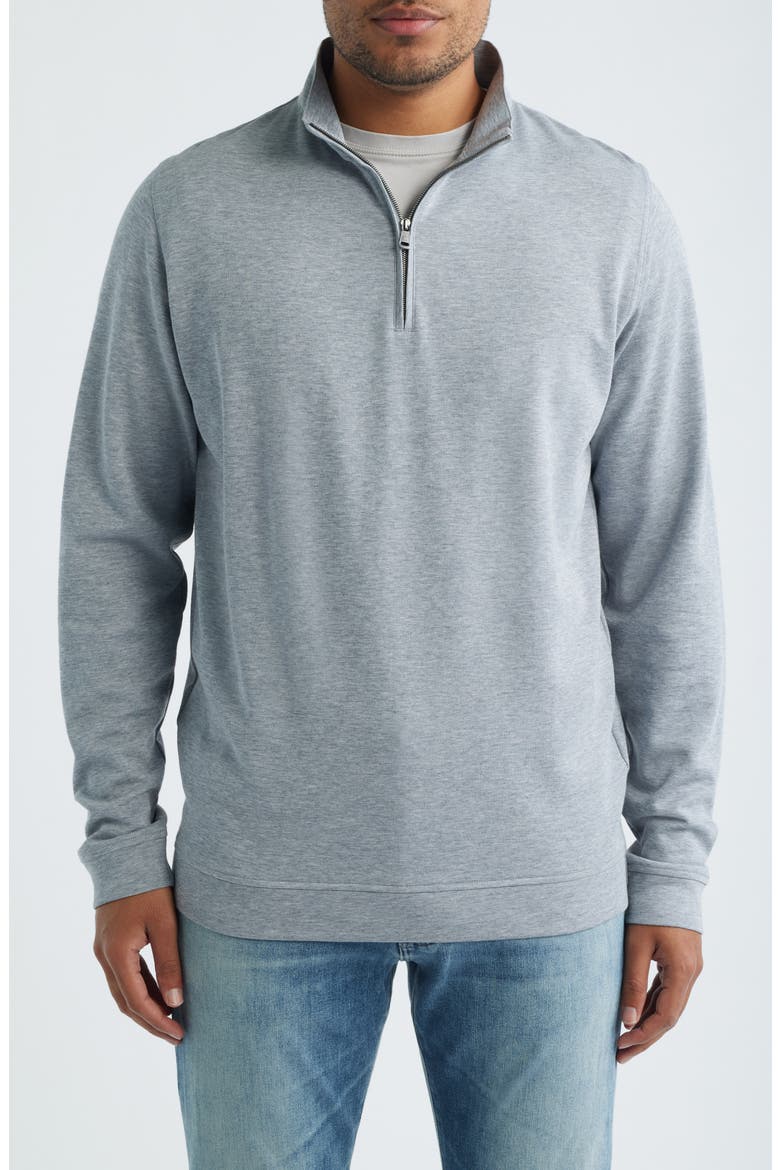 Comfort Interlock Organic Cotton Blend Quarter Zip Pullover, Main, color, GALE GREY