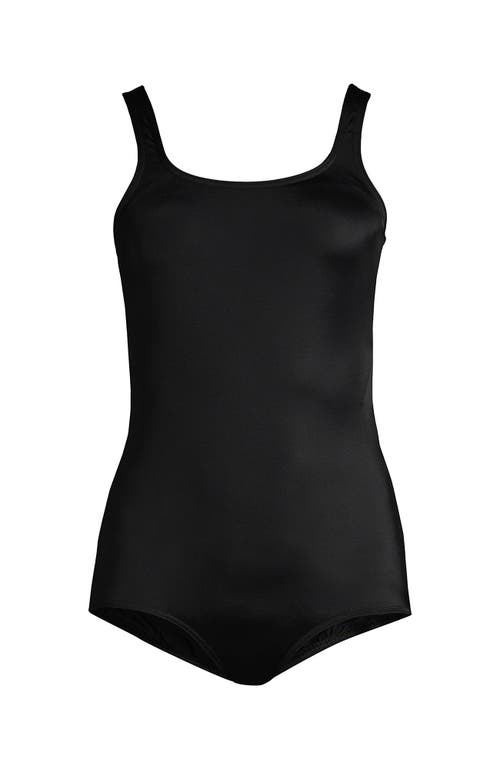 Lands' End Plus Size Dd-cup Scoop Neck Tugless Sporty One Piece Swimsuit In Black