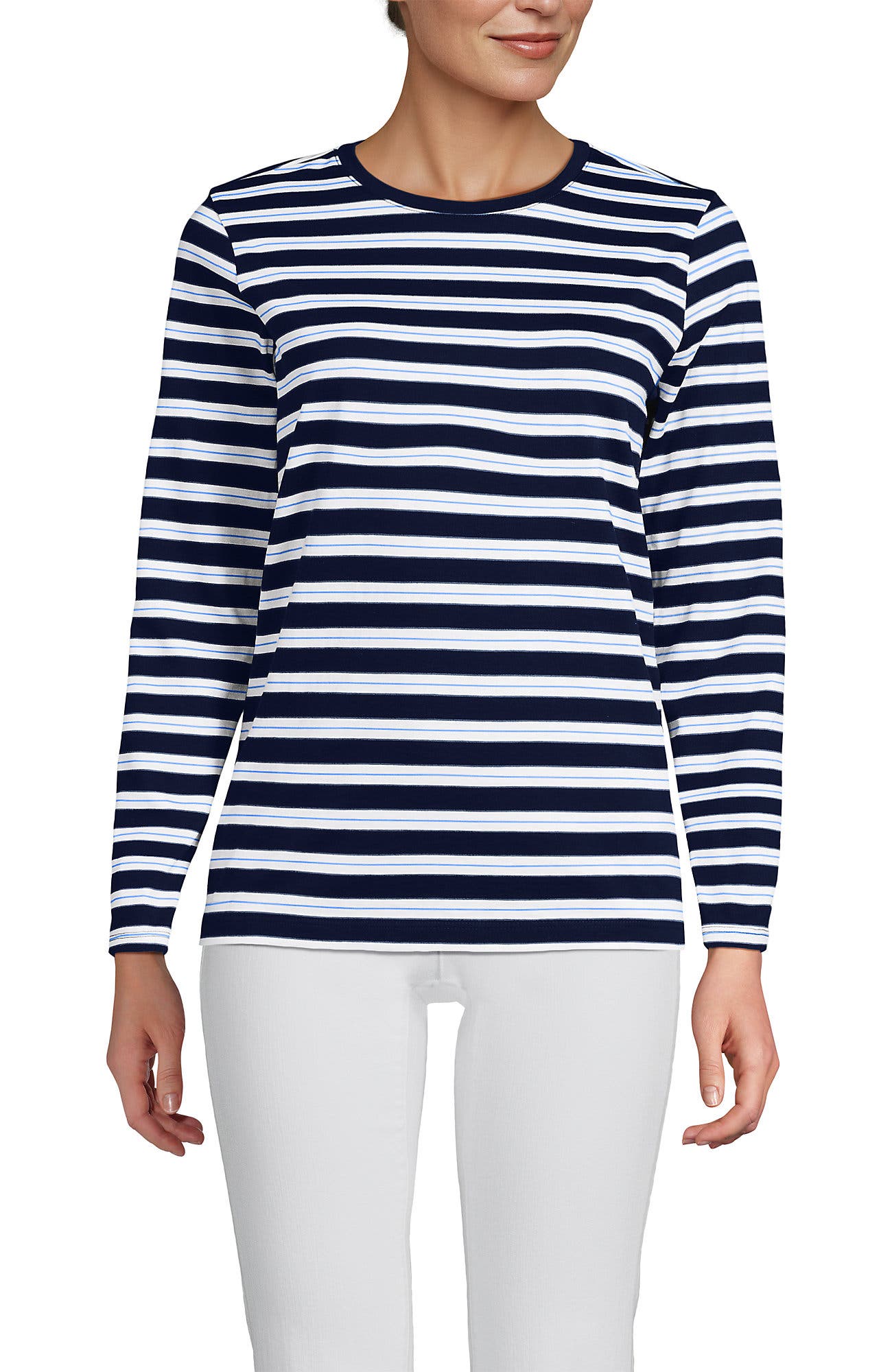 Lands' End Relaxed Supima Cotton Long Sleeve Crew Neck T-shirt In Black