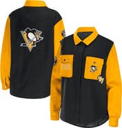 WEAR by Erin Andrews Women's WEAR by Erin Andrews Black/Gold Pittsburgh Penguins Colorblock Button-Up Shirt Jacket