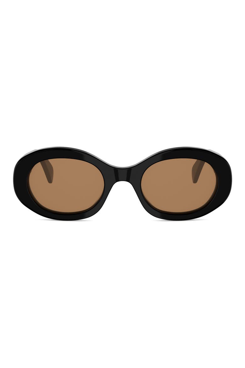 Triomphe 52mm Oval Sunglasses, Main, color, SHINY BLACK / ROVIEX