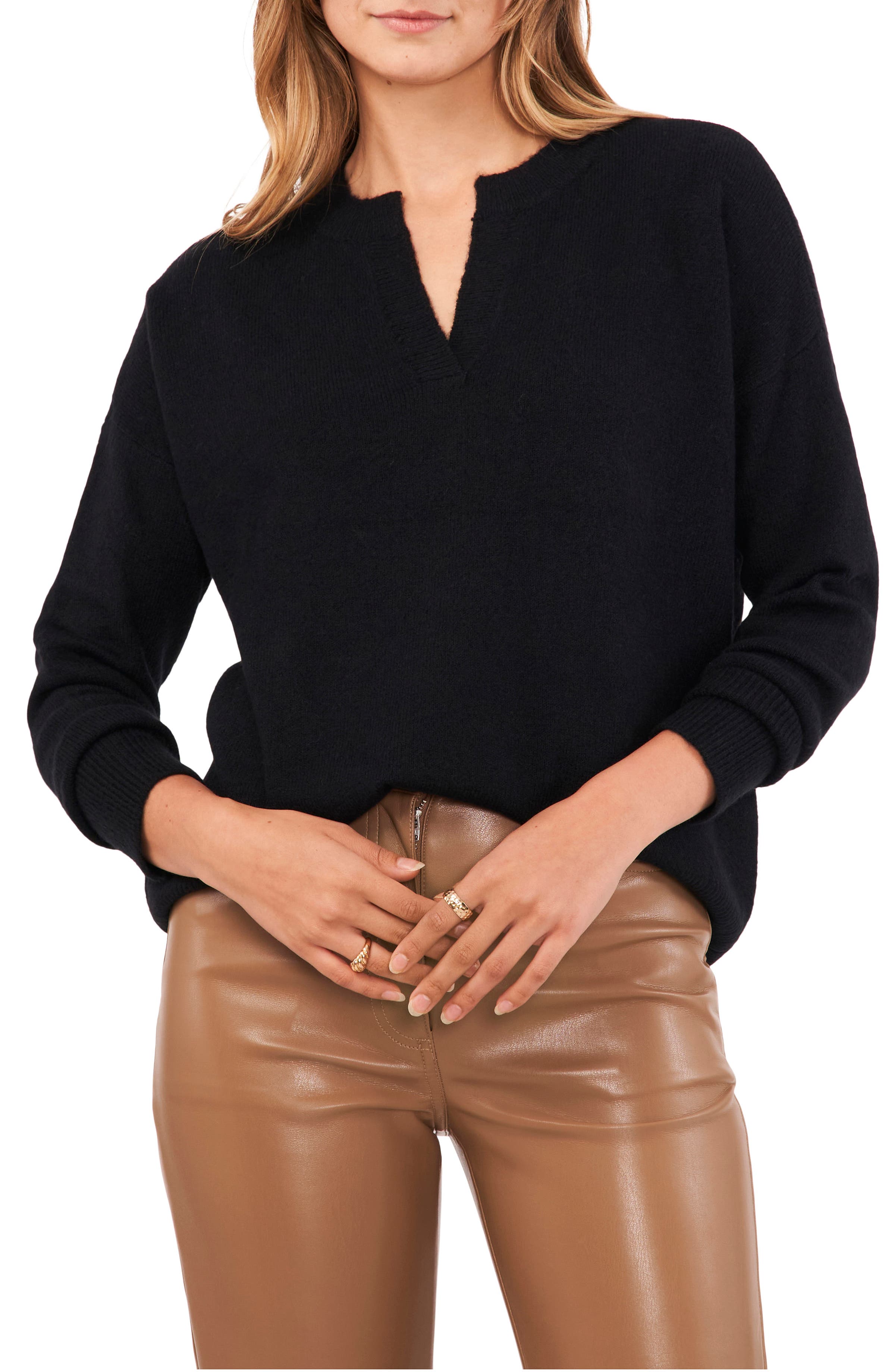 Drop Shoulder V-Neck Sweater