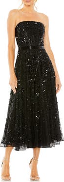 Mac Duggal Hand Embellished Strapless A Line Dress