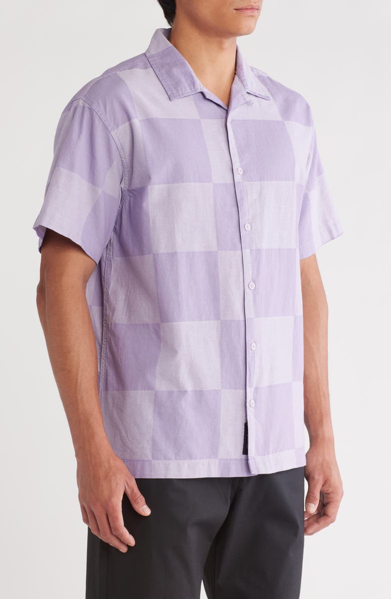 Vans Kessler Checkerboard Camp Shirt, Alternate, color, Purple Haze-Evening Haze