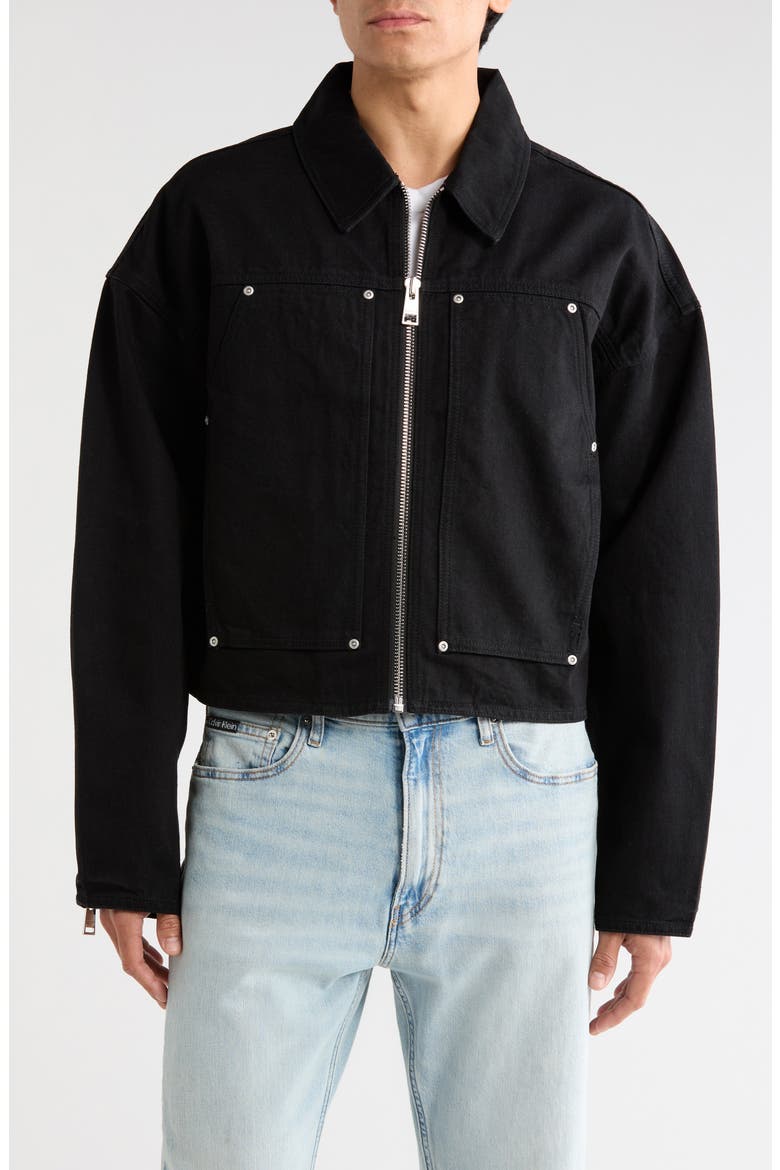 Cropped Carpenter Jacket, Main, color, BLACK
