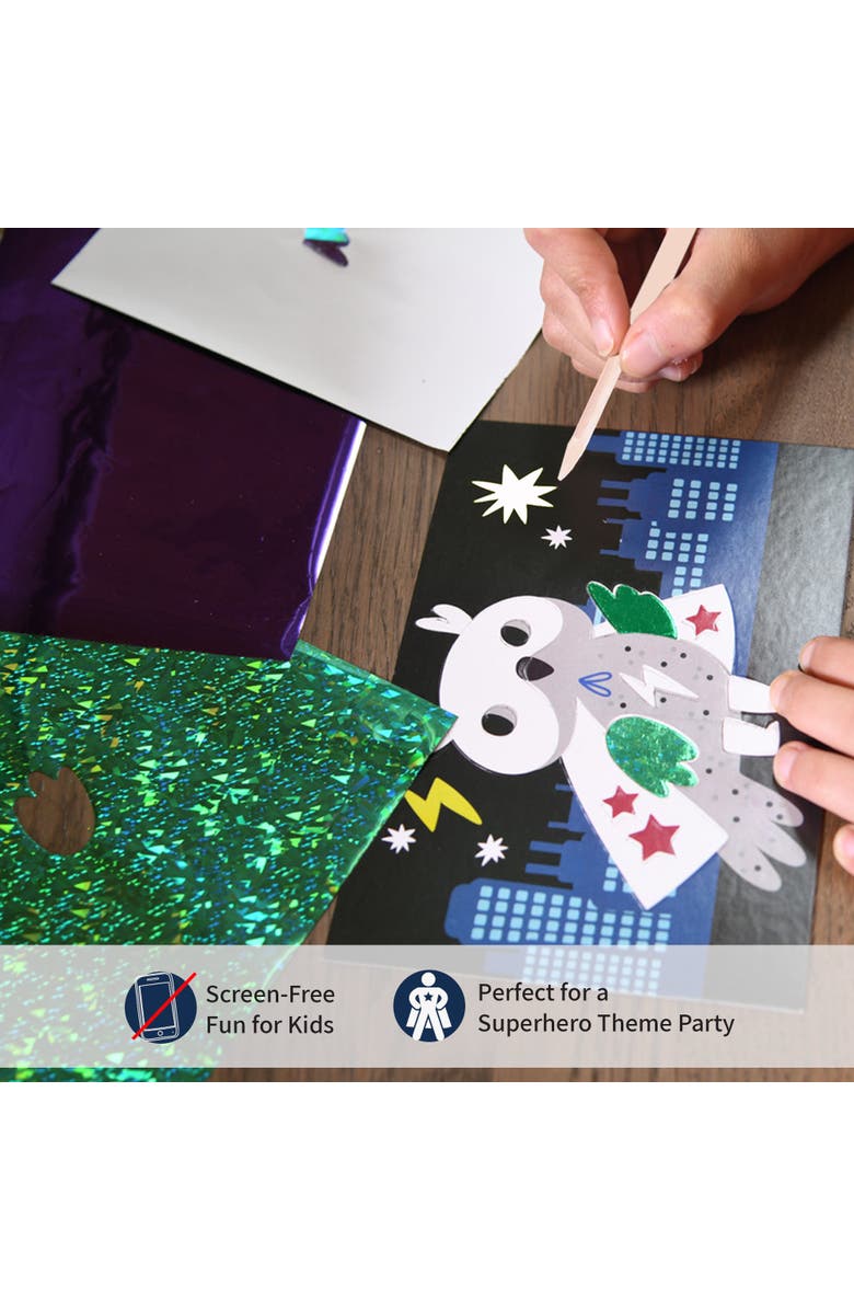 Chalk & Chuckles Fabulous Foil Art-Superhero Animals, Alternate, color, NO COLOR