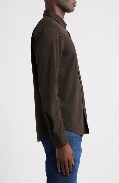 Rails Vincent Bird's Eye Knit Button-down Shirt In Brown