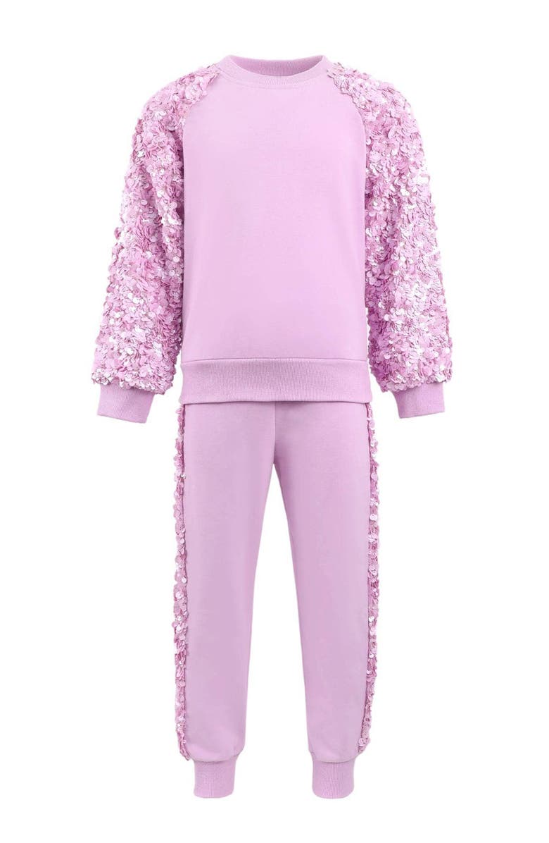 Lola + The Boys Lavender Sequin Joggers Set, Main, color, Lavender