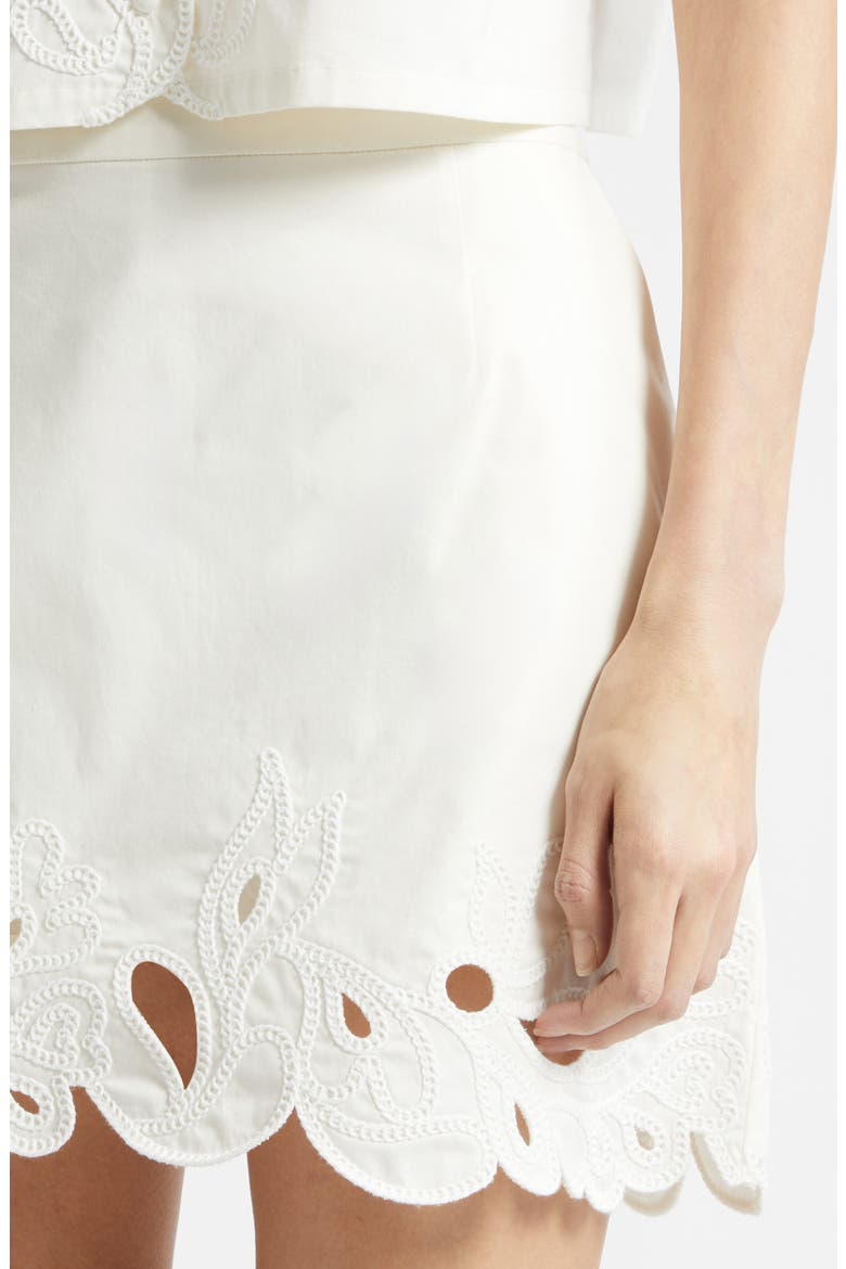 Paisley Bloom Embroidered Miniskirt, Alternate, color, CREAM/WHITE