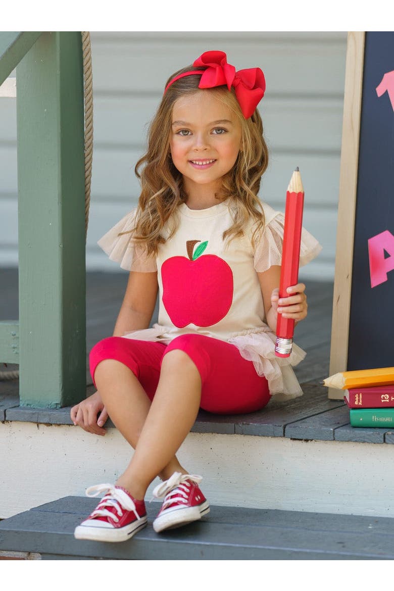 Apple-y Ever After Ruffle Top and Legging Set, Alternate, color, Red