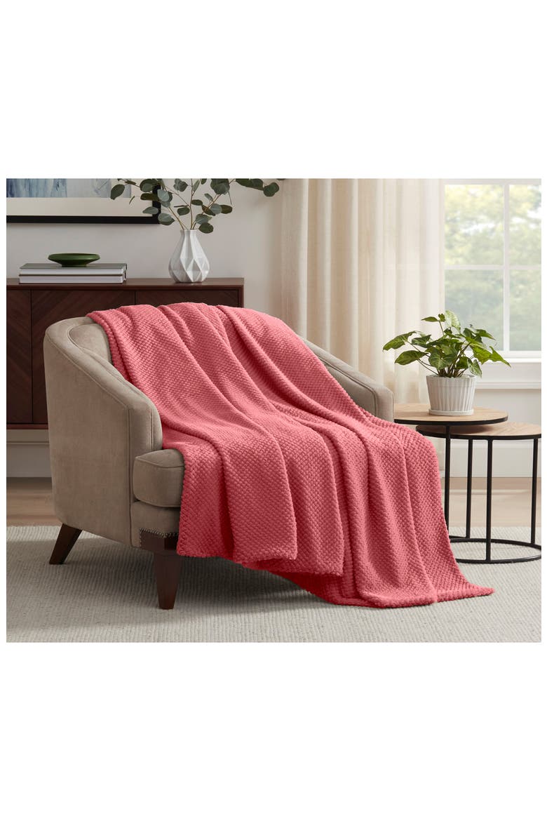 Plush Texture Throw Blanket, Alternate, color, DEEP ROSE