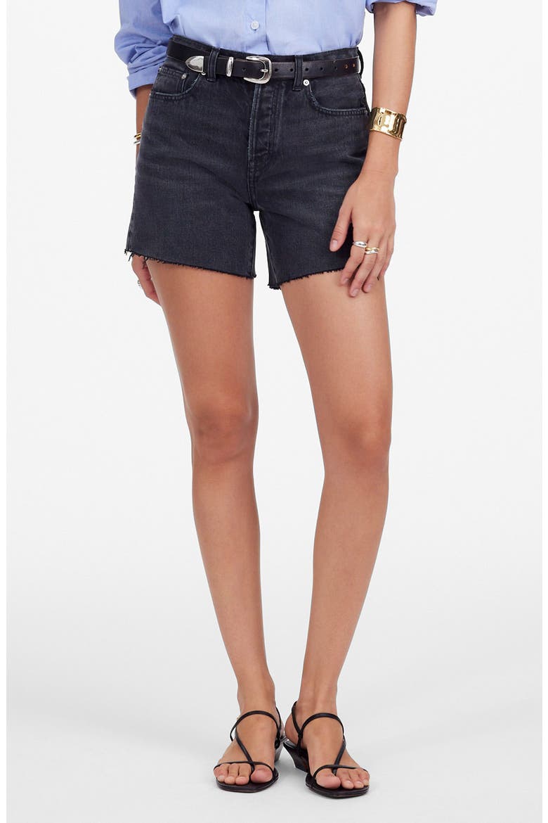 The Brynn Long Cutoff Denim Shorts, Main, color, LEVIN WASH