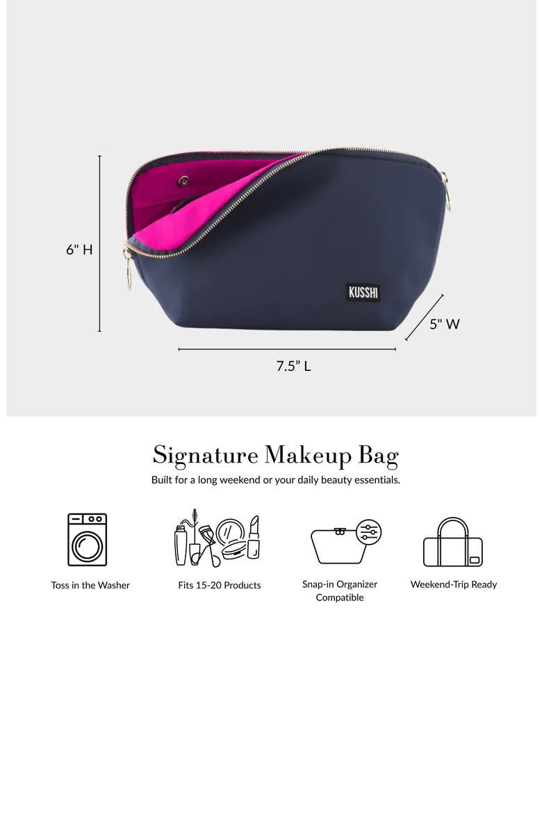 Signature Makeup Bag, Alternate, color, CLASSIC NAVY/ PINK