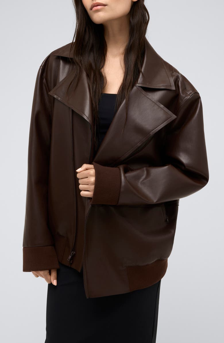 Kenneth Cole Oversize Faux Leather Jacket, Main, color,