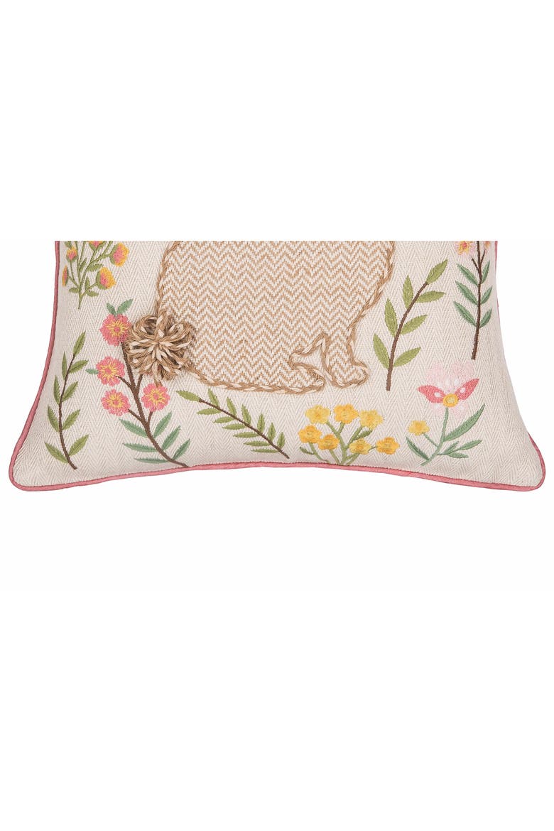 Garden Easter Bunny Rabbit Flowers Accent Throw Pillow 16" x 16", Alternate, color, Brown