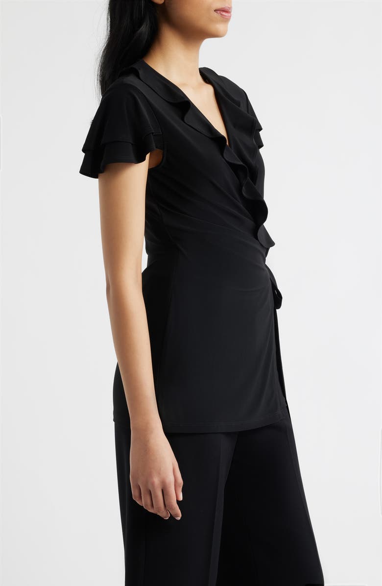 Anne Klein Ruffle Wrap Top, Alternate, color, Anne Black