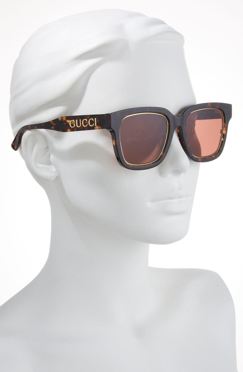 Gucci 52mm Square Sunglasses, Alternate, color, Havana Havana Brown